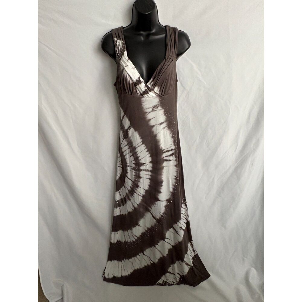 INC International Concepts Women's Gray Tie-Dye Print Studded Maxi Dress Size M